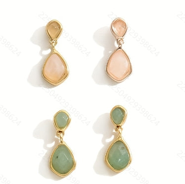 Natural Stone Drop  Earrings Set - 3 Pairs