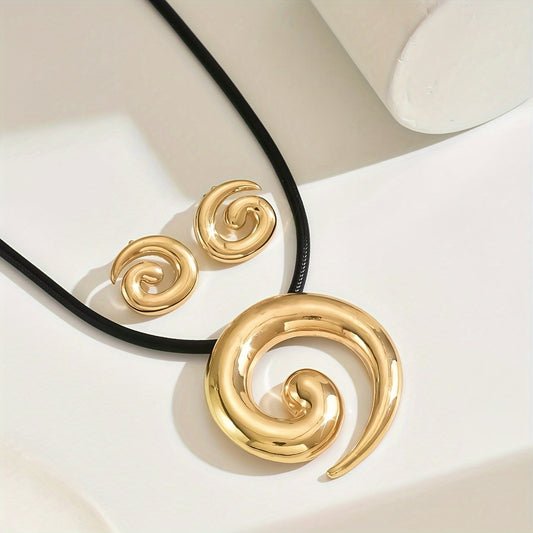 Spiral Swirl Pendant  Necklace and Earrings Set