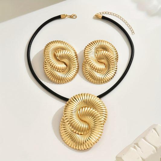 Glamorous Golden Spiral Jewelry Set  - A Statement of Elegance