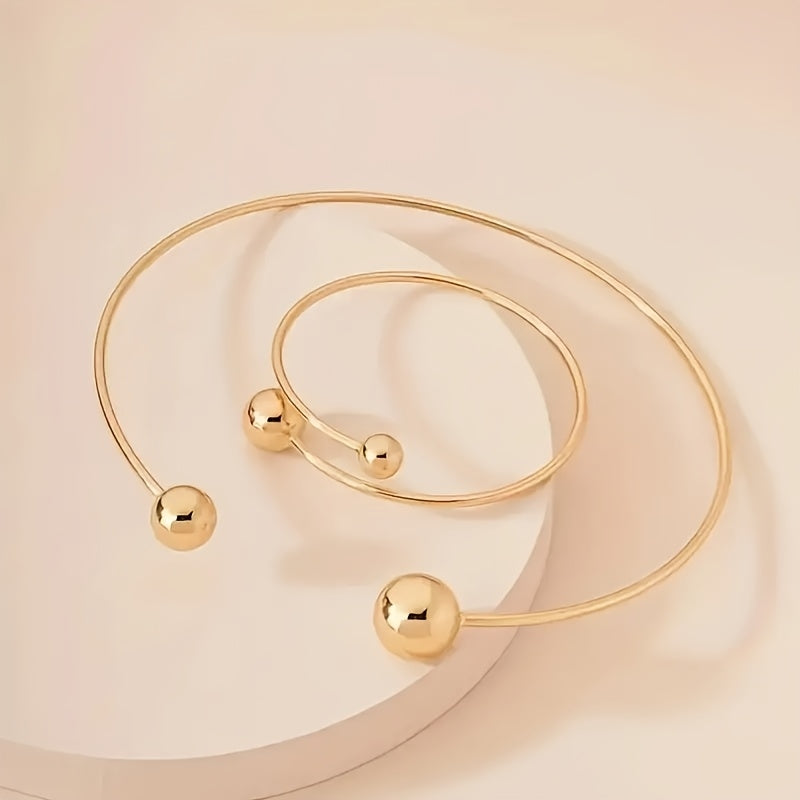 Gorgeous Golden Ball Bracelet Set -  A Touch of Elegance