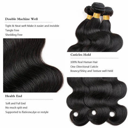 Body Wave 6A Human Hair Bundles 10-30 Inch