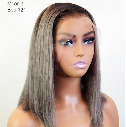 13X4 LACE FRONT WIG STRAIGHT BOB SHORT MOONLIT Human Hair Wig