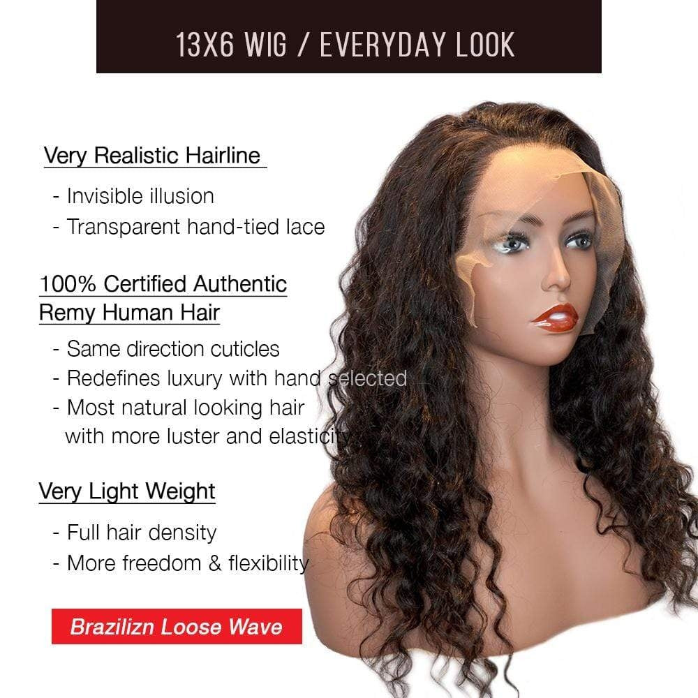 13X6 LACE FRONT WIG- BRAZILIAN LOOSE BODY WAVE Human Hair Wig