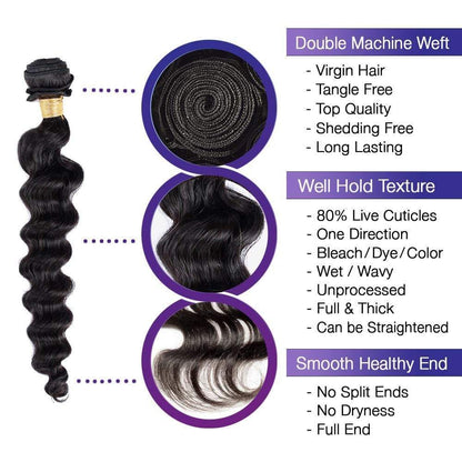 9A Peruvian Loose Deep Wave Bundle Human Hair