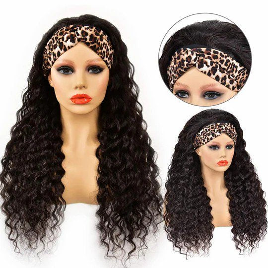 Headband Water Wave Human Hair Wig 10-30 Inch