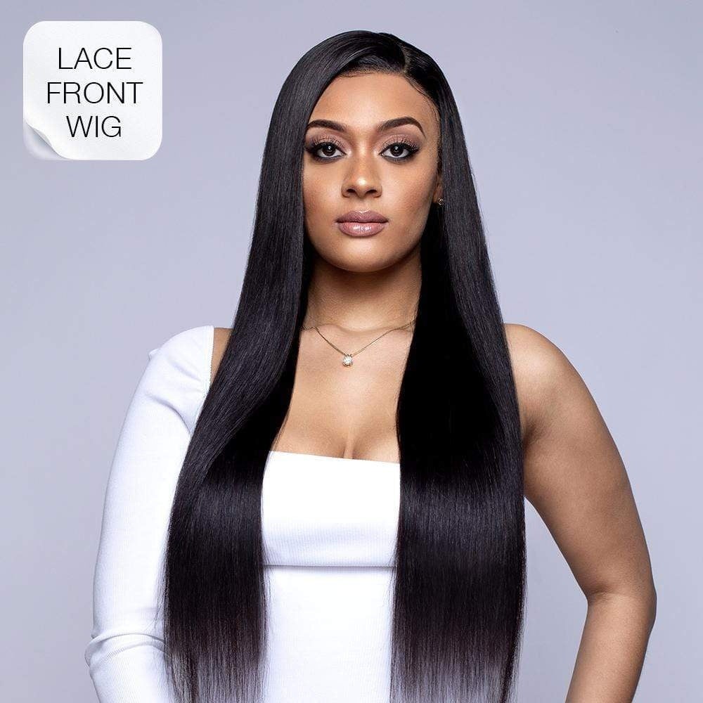 13X4 LACE FRONT WIG STRAIGHT  24-26" inch JET BLACKHuman Hair Wig