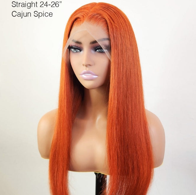 13X4 LACE FRONT WIG- STRAIGHT  24-26"-CAJUN SPICE Human Hair Wig